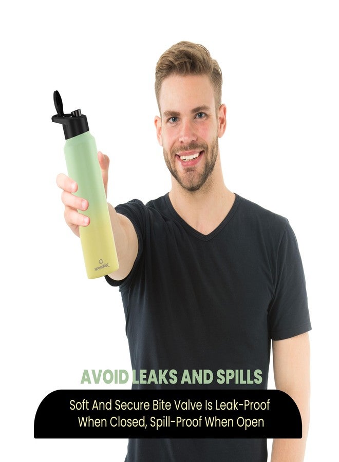 Speedex 1 Litre Stainless Steel Water Bottle - Dual Lemon-Green | Set of 2, Sipper Cap | 1000 ml Bottle for Kids, Girls, Boys, School, Adults, Office, Gym - Image 3